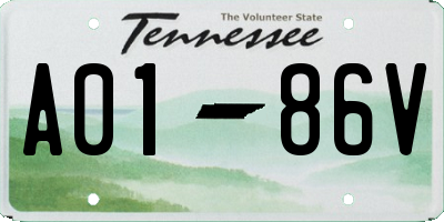 TN license plate A0186V