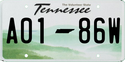 TN license plate A0186W