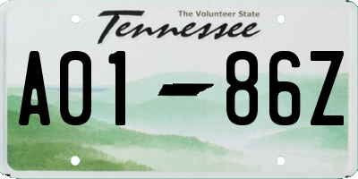 TN license plate A0186Z