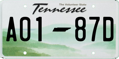 TN license plate A0187D