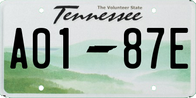 TN license plate A0187E