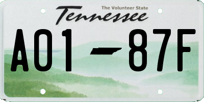 TN license plate A0187F