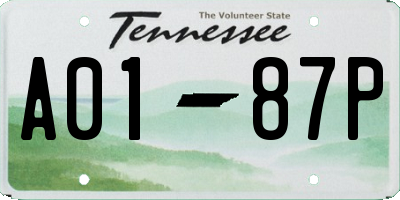 TN license plate A0187P