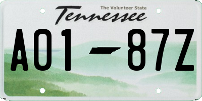 TN license plate A0187Z