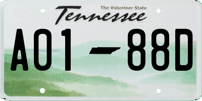 TN license plate A0188D