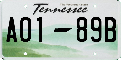 TN license plate A0189B