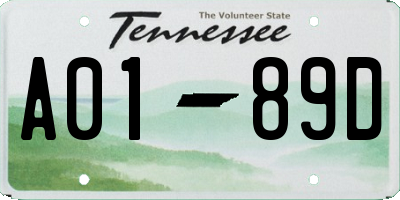 TN license plate A0189D