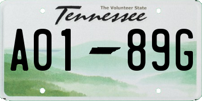 TN license plate A0189G