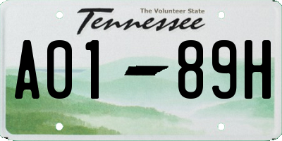 TN license plate A0189H