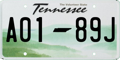 TN license plate A0189J