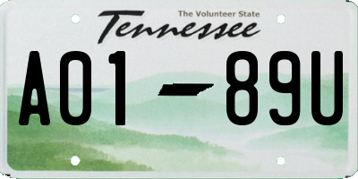 TN license plate A0189U