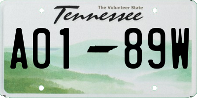 TN license plate A0189W