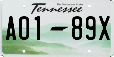 TN license plate A0189X