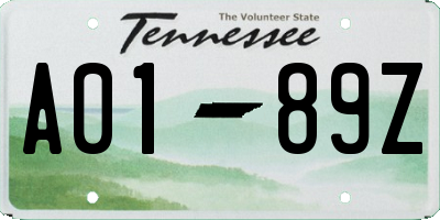 TN license plate A0189Z