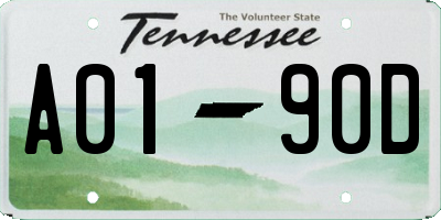 TN license plate A0190D