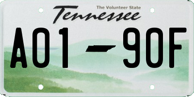 TN license plate A0190F