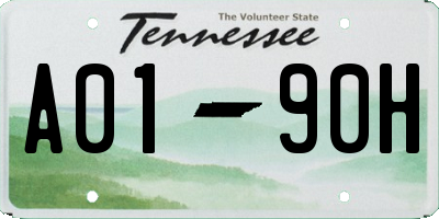 TN license plate A0190H
