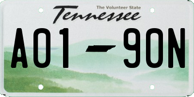 TN license plate A0190N