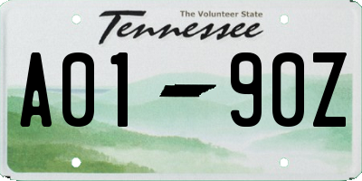 TN license plate A0190Z