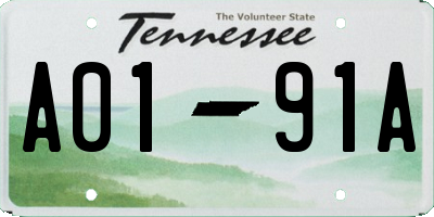 TN license plate A0191A