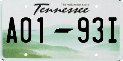 TN license plate A0193I