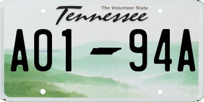 TN license plate A0194A