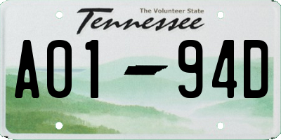 TN license plate A0194D