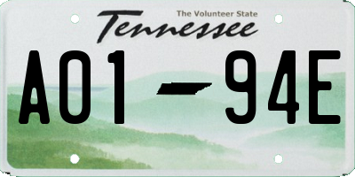 TN license plate A0194E