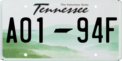 TN license plate A0194F