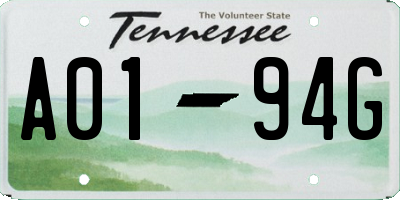 TN license plate A0194G