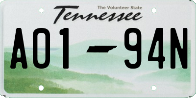 TN license plate A0194N