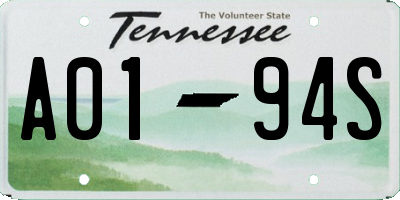 TN license plate A0194S