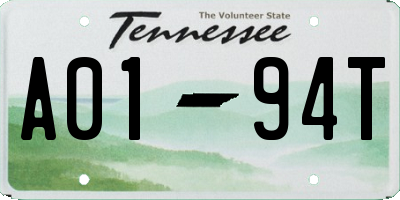 TN license plate A0194T