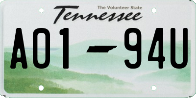 TN license plate A0194U