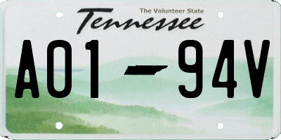 TN license plate A0194V