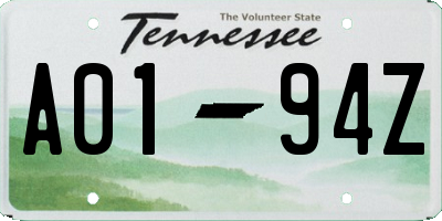 TN license plate A0194Z