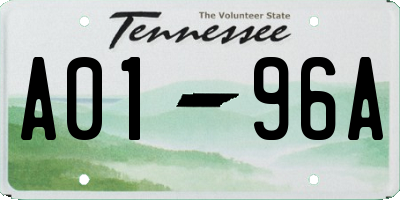 TN license plate A0196A