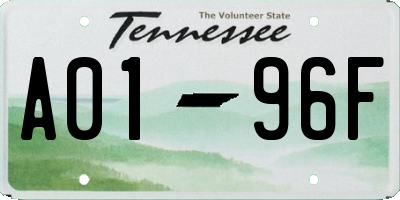 TN license plate A0196F