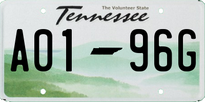 TN license plate A0196G