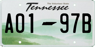 TN license plate A0197B