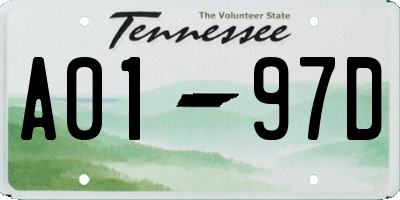 TN license plate A0197D