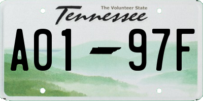 TN license plate A0197F