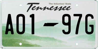 TN license plate A0197G