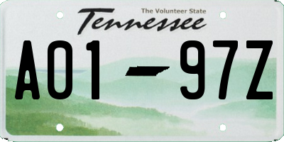 TN license plate A0197Z