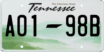 TN license plate A0198B