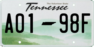 TN license plate A0198F