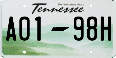 TN license plate A0198H