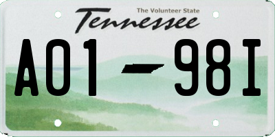 TN license plate A0198I