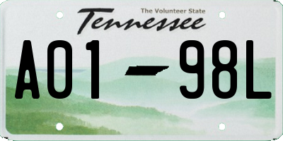 TN license plate A0198L