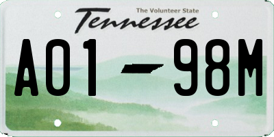 TN license plate A0198M